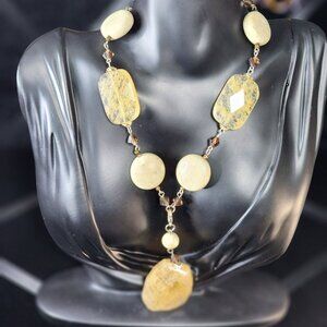 Premier Design Natural Jasper & Crystal Beaded Necklace